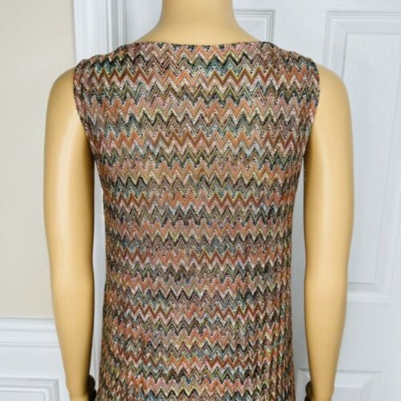 Anthropologie Maeve Westwater Knit Dress Size XS Brown Chevron Motif Lined New - Picture 7 of 9